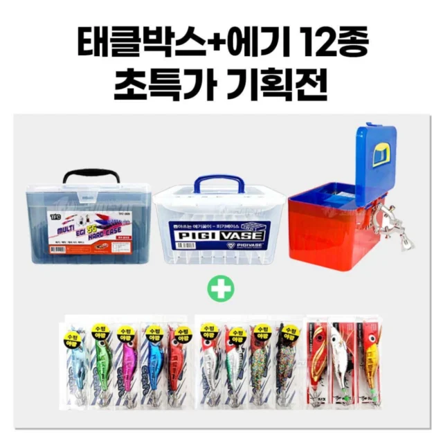 고씨낚시 쭈갑 에기 12종 태클박스 세트 초 기획전 쭈꾸미 갑오징어 낚시 채비 한번에